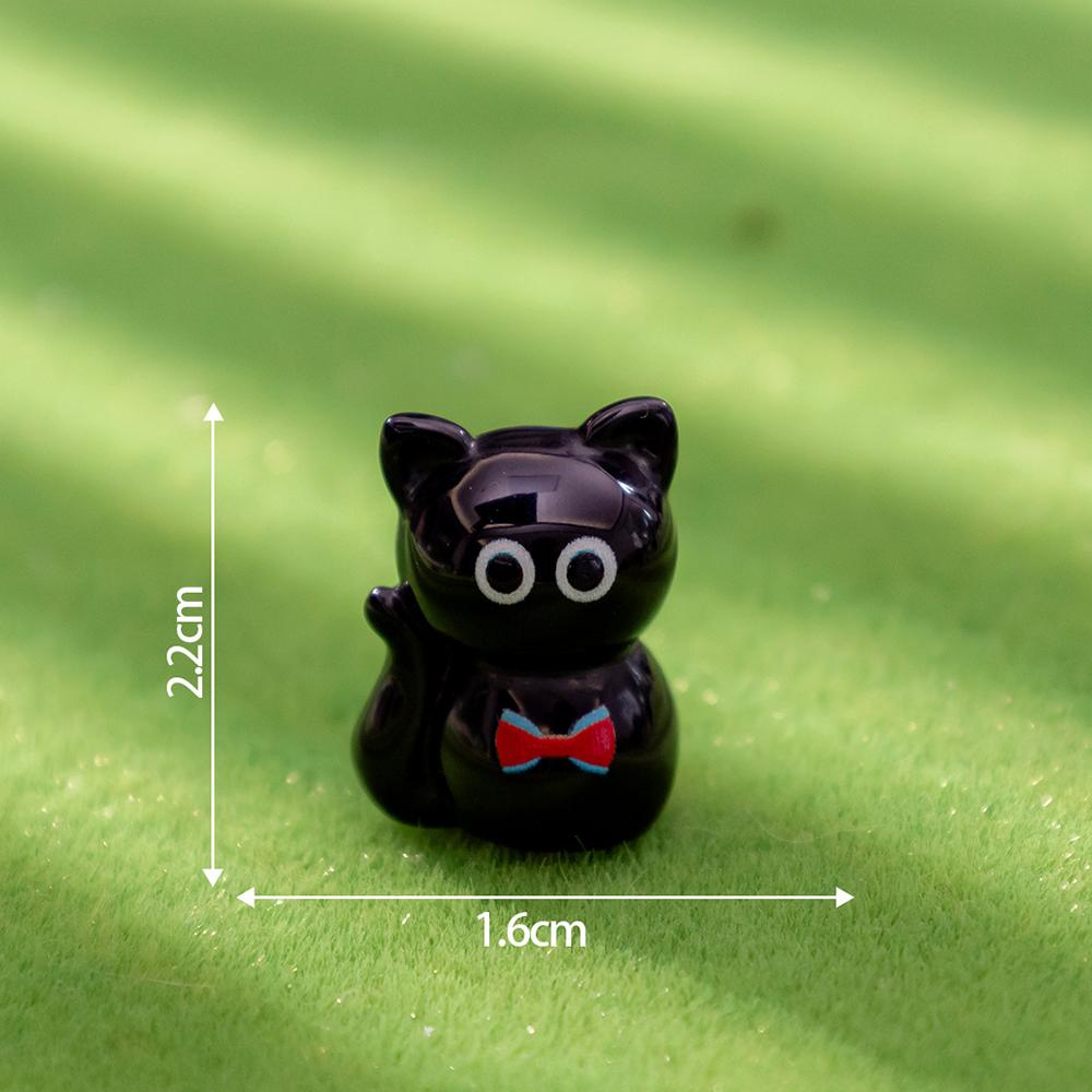 Cute Cartoon Resin Black Cat Figurine Mini Animal Ornaments Car Mounted Kids Children Toy Crafts Gift Desktop Home Decoration