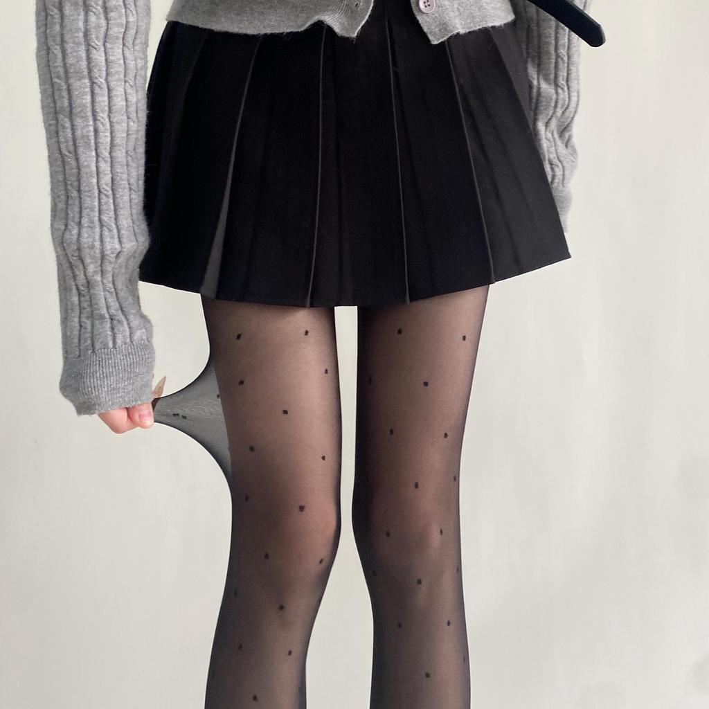 2024 Spring/Summer Core-Spun Jacquard Stockings: Ultra-Thin Slimming Socks with Polka Dots & Hearts