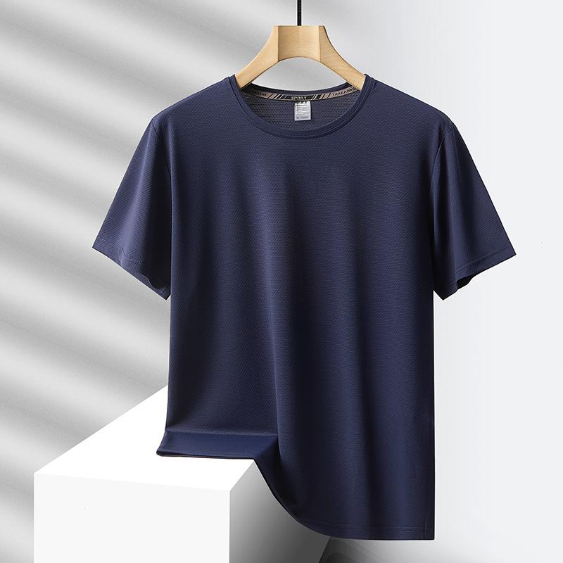 Camiseta Masculina de Malha de Secagem Rápida Manga Curta Respirável Casual Top de Verão