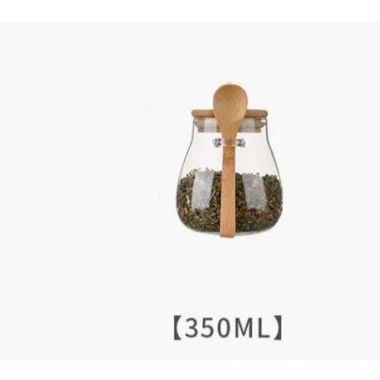 Großes Fassungsvermögen, transparentes Glas, Aufbewahrungsglas für verschiedene Getreidesnacks, versiegelt, mit Löffeldeckel, Teeglas, Vorratsglas