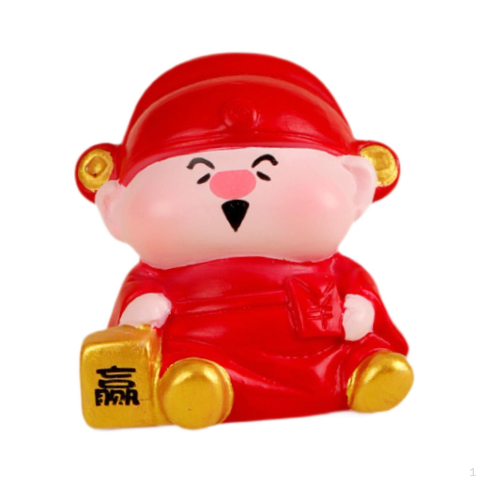 

1.2 Inch Tall Mini Chinese Wealth Figurine Cute Decorative Sculpture for Car Dashboard