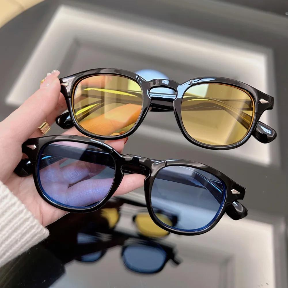 Round Vintage Sunglasses Women Men Brand Designer Rivet Sun Glasses Male Female Fashion Ocean Color Mirror