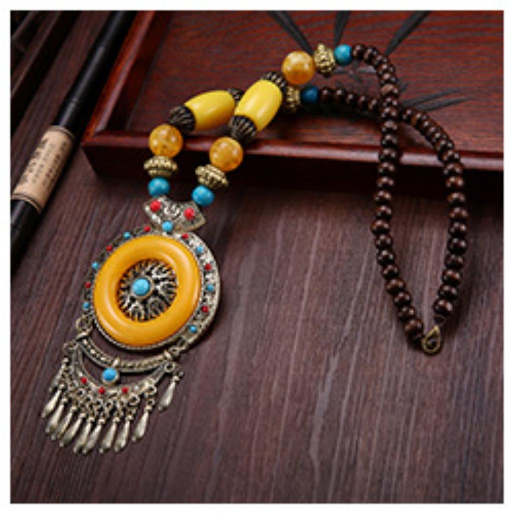 Landie Yunnan Tibetan Ethnic Style Bohemian Necklace Bead String Performance Pendant Accessories