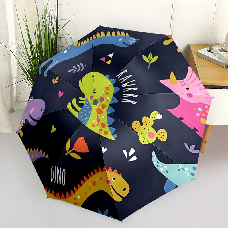 1pc Dino Rawr Fashionable Automatic Opening/Closing Folding Umbrella with 8 Bones, Windproof Portable, Daily Use169