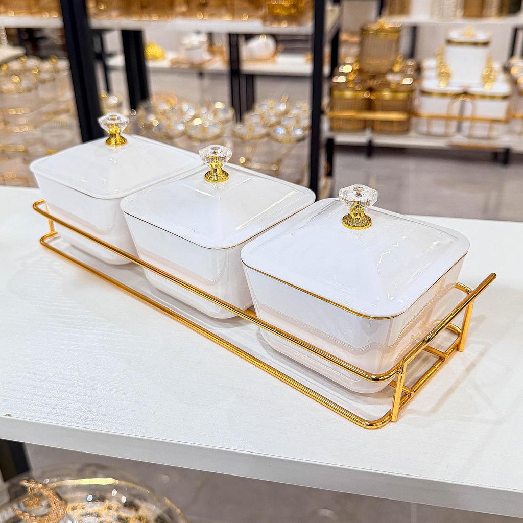 Luxury Multifunctional Fruit and Snack Compartment Plate for Home, Bar, and KTV