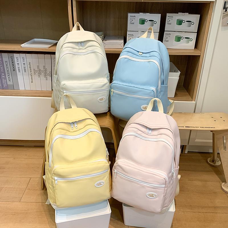 Student Schoolbag Solid Color Women's Backpack College Style Large Capacity Backpack