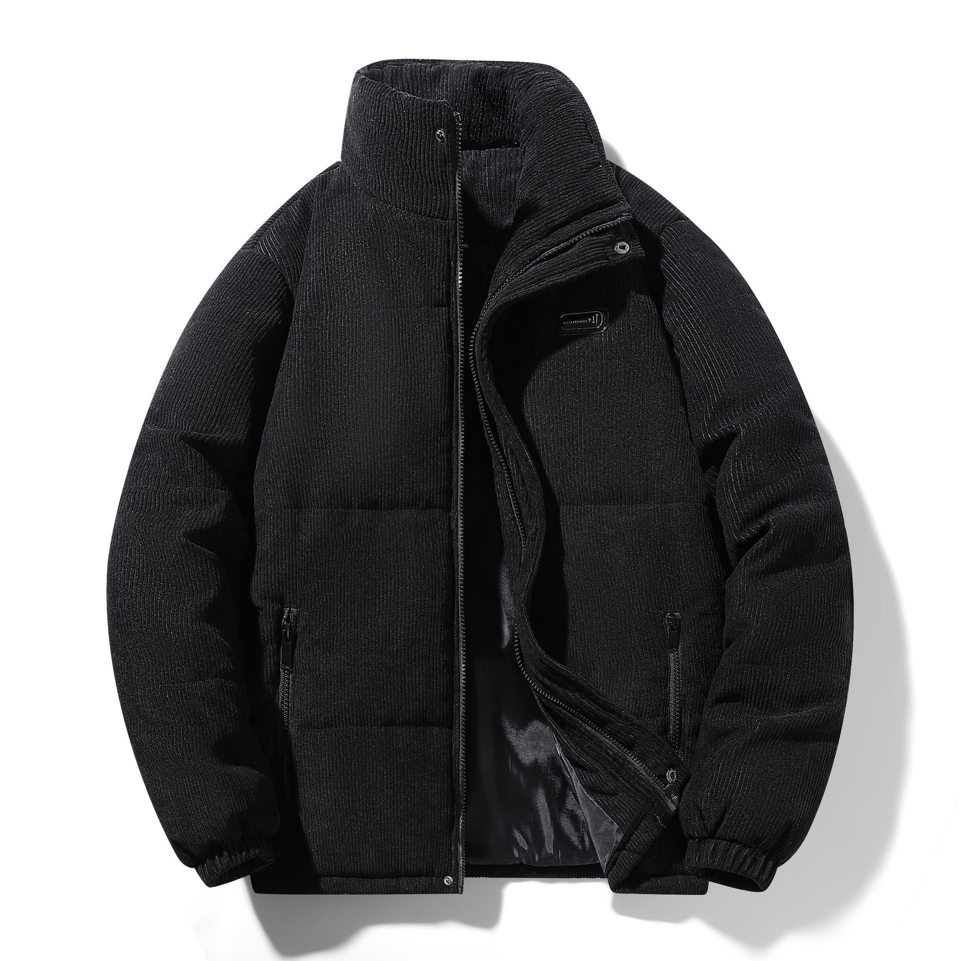 

Textured new men s corduroy cotton jacket casual winter thickened loose casual bag cotton jacket M чорний