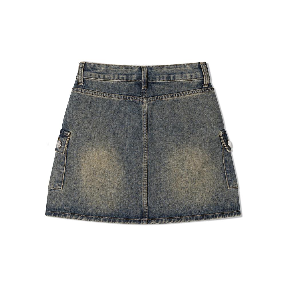Moa Rack Cargo Mini Skirt (Washed Jean)