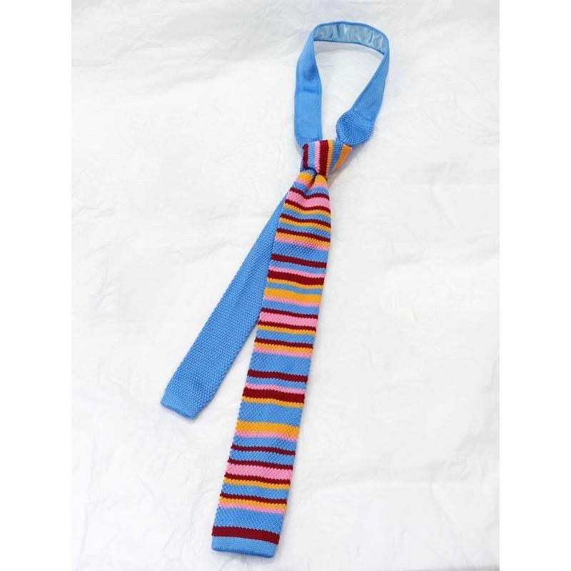 Teens Knit Necktie Women British Style Striped Necktie Uniform Self Tie Necktie