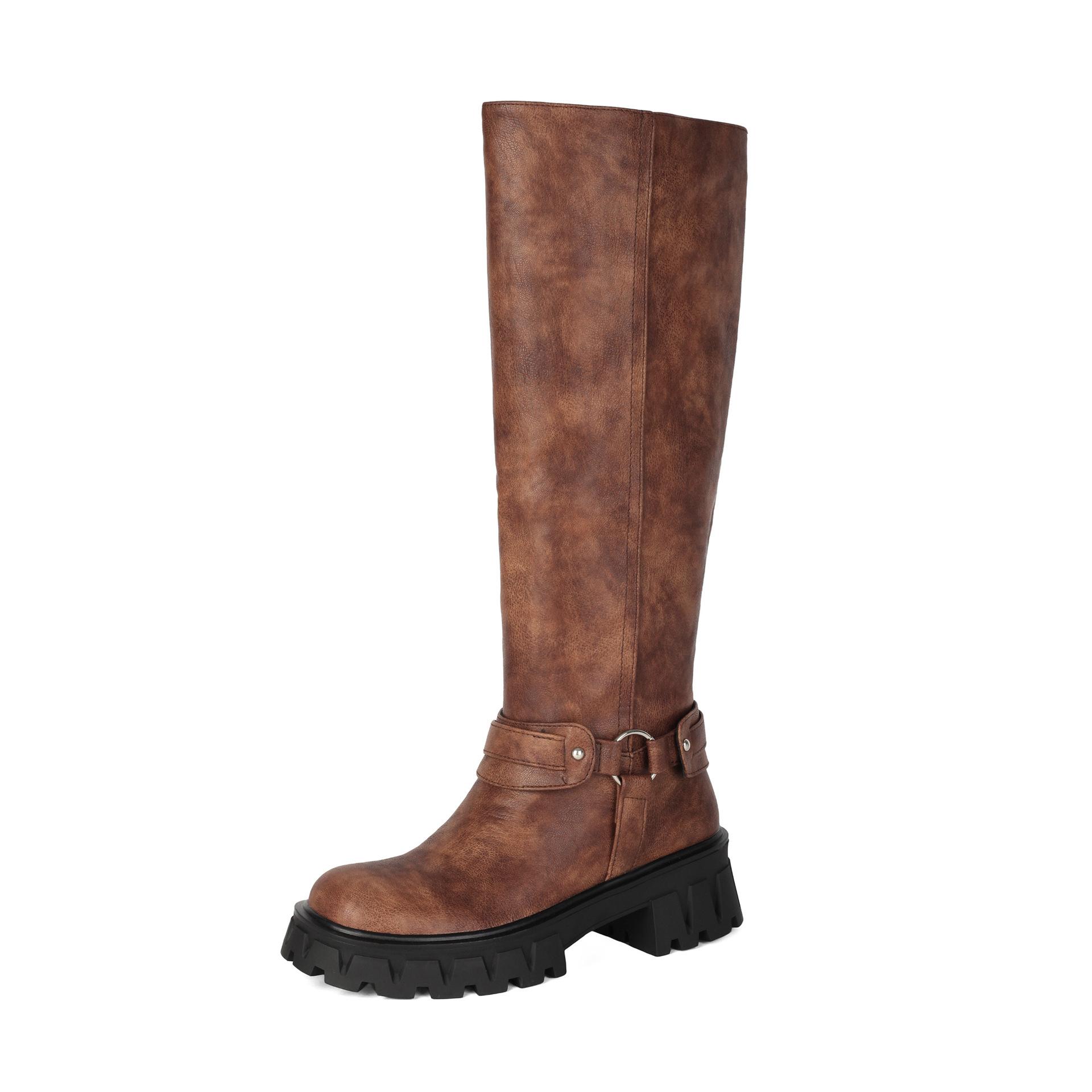 Belt Buckle High Cigarette Boots Medium