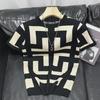 2024 Men's Checkerboard Knit Sweater: Hong Kong Style, Round Neck, Short-Sleeved, Autumn Trend