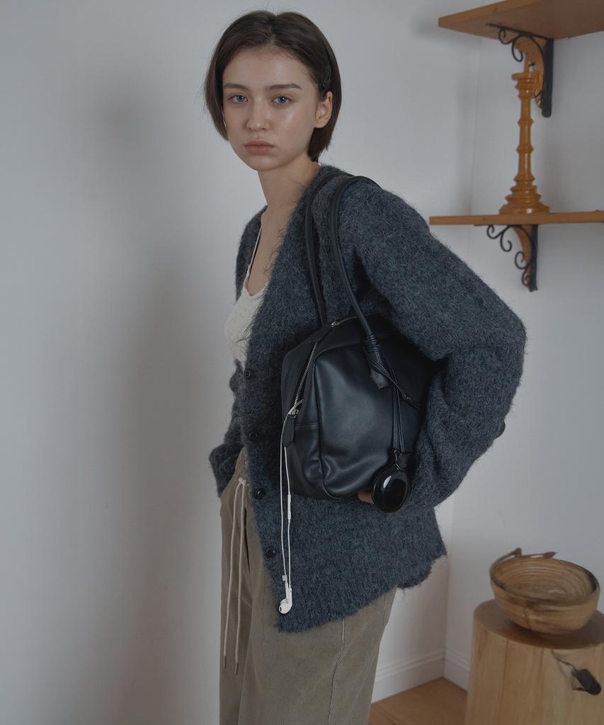 Poetseoul Hairy Over Cardigan_Charcoal