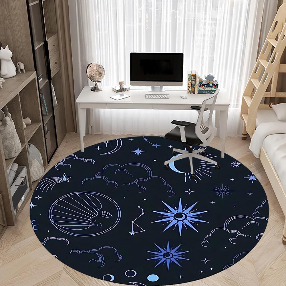 1pc Celestial Patterns Chair Carpet for Office Non-Slip, Machine Washable Rug for Office, Room - Polyester, Machine Made yy251029171