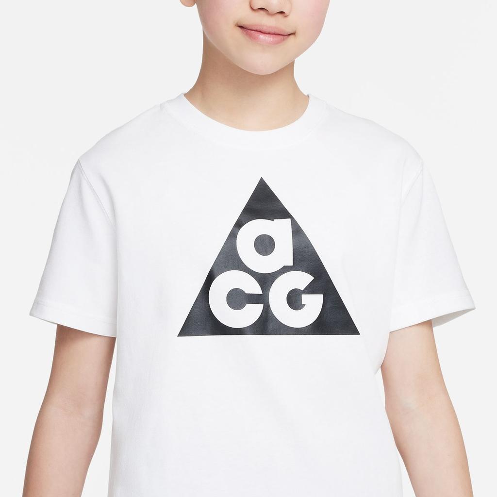 Nike ACG Letter Print Loose Fit Crew Neck Short Sleeve T-Shirt Kids Tops White FD2669-100