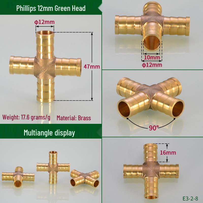 Brass Pagoda Head 4-Way Gas Hose Connector (4-19MM)