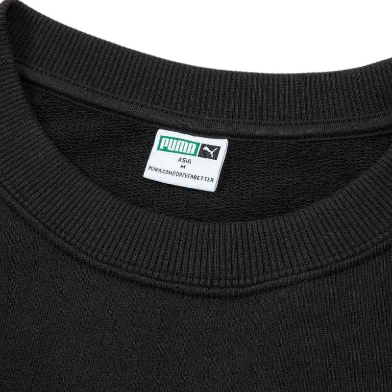 Puma Solid Color Embroidered Design Round Neck Long Sleeve Sweatshirt Women Sweatshirt Black 625808-01
