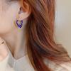 Simple Fashion Blue Red Green Brown Color Heart Metallic Earrings For Women  New Korean Style Brincos Jewelry Wholesale