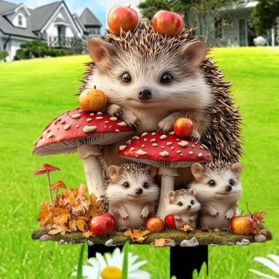 Bohemian Style Crystal Hedgehog Family Garden Logo, Flowerpot Filling Decoration, Humorous Animal Themed Outdoor Decoration