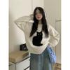 Koreansk stil Dam Kort Pullover Stickad Tröja Höst och Vinter Retro Lös Topp