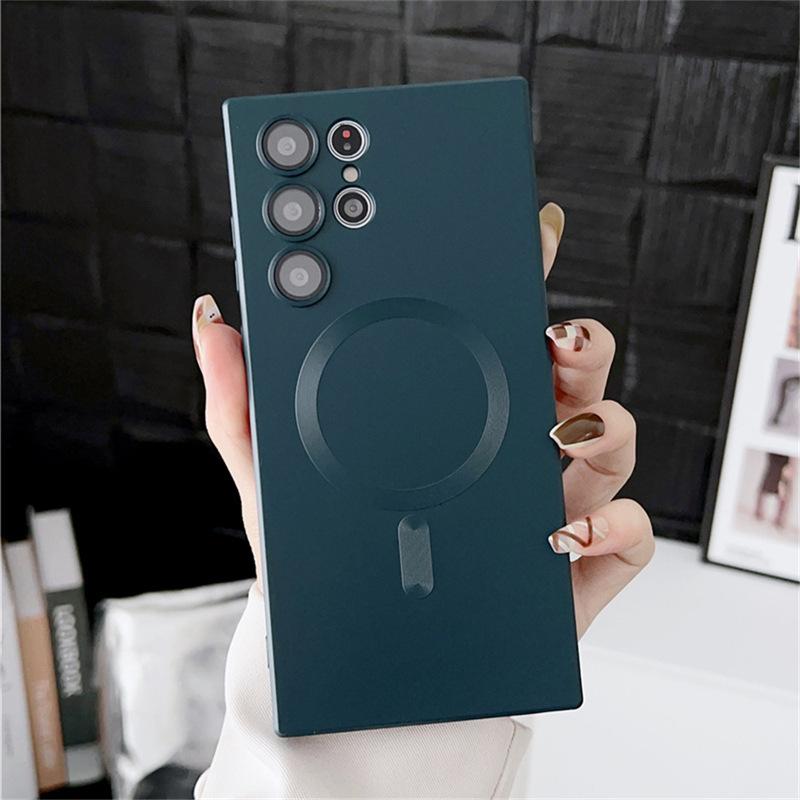 Geeignet für Samsung S24 Metallfarbe Silikon Handyhülle Sanx23plusCD Muster Magnetisch S22 mit Linse Vollabdeckung