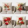 Home Decor Festive Berries And Greenery Decorative Pillow Pattern Cushion Cover Suitable For Sofa Bedroom Car Pillow Cover