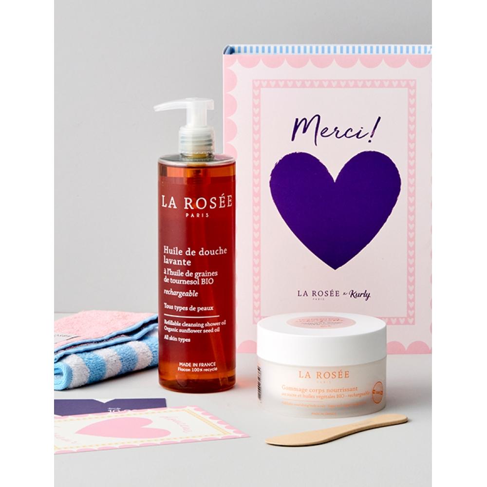 La Rose Chuseok Clean Body Care Gift Set  Cleansing Shower Oil  Body Scrub  + Spa Towel   Hand Towel Included