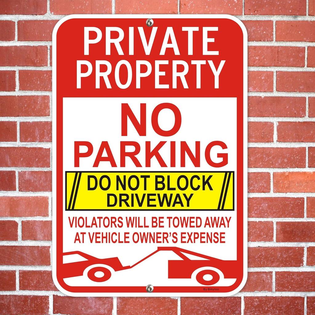 2 Pack Large No Parking Sign, Private Property Sign, Do Not Block Driveway Sign,Violators Will Be Towed Away at Vehicle Owner's Expense, 18" x 12"