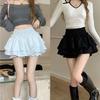 Mini Skirt Cute Sexy Balletcore Elastic High Waist Ball Gown Ruffle Patchwork Lolita Short Korean Sweet Y2K Women Clothing