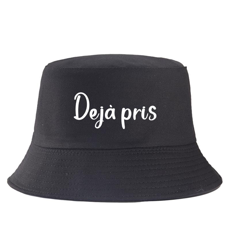 Dj Pris(e) Letter Bob Imprim Reversible Bucket Hat Women Unisex Travel Casual FisherUnisex Cap Girl Boy Cotton Panama Hat