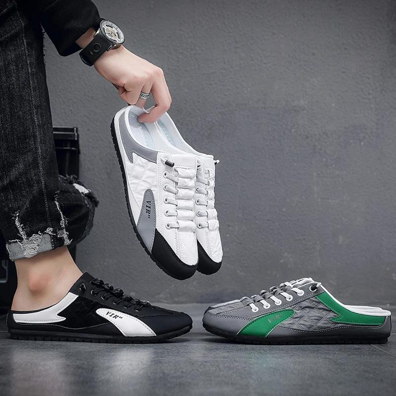 Summer 2024 Half Slippers for Men Trendy Men's Flat Bottom Casual Shoes Soft Sole Support Shoes Men's Sneakers Zapatos De Hombre