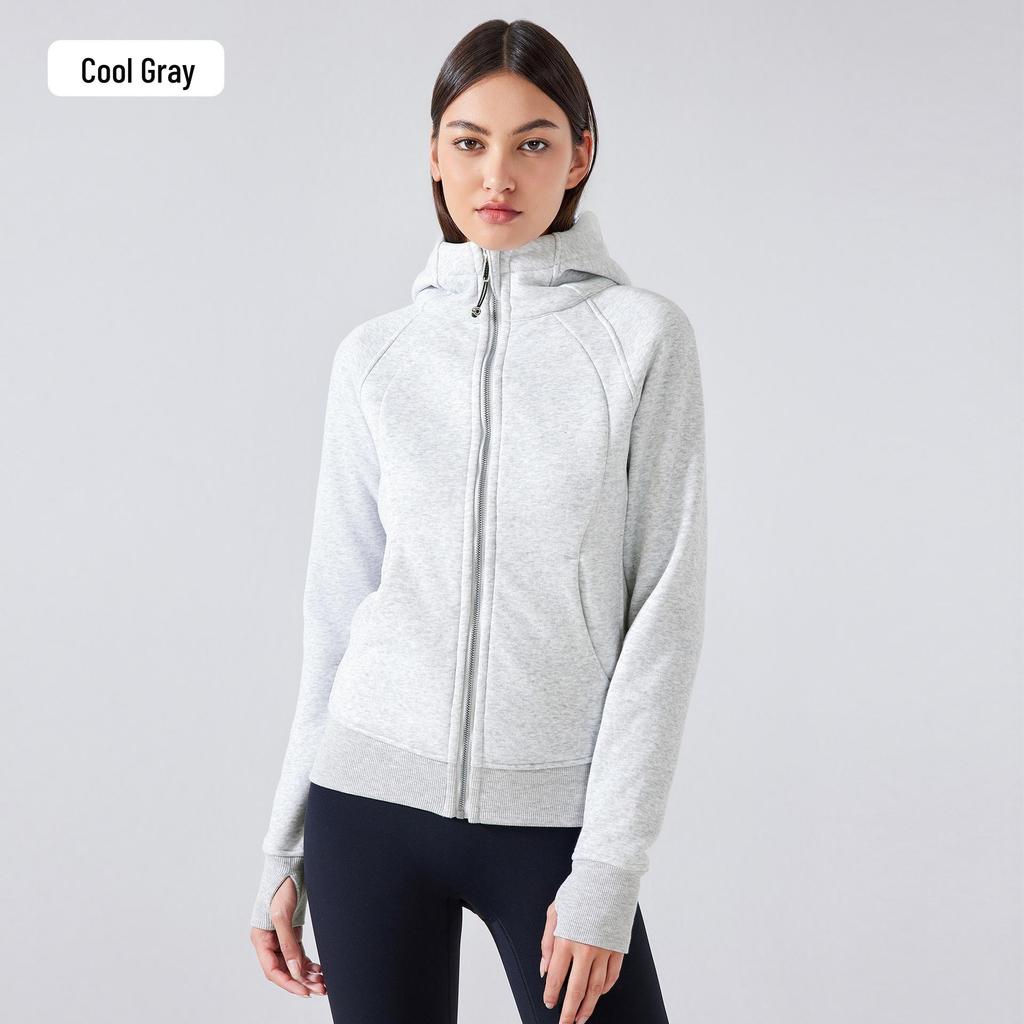 Women's Thickened Hooded Sports Jacket for Autumn/Winter - Casual Outerwear for Yoga & Fitness