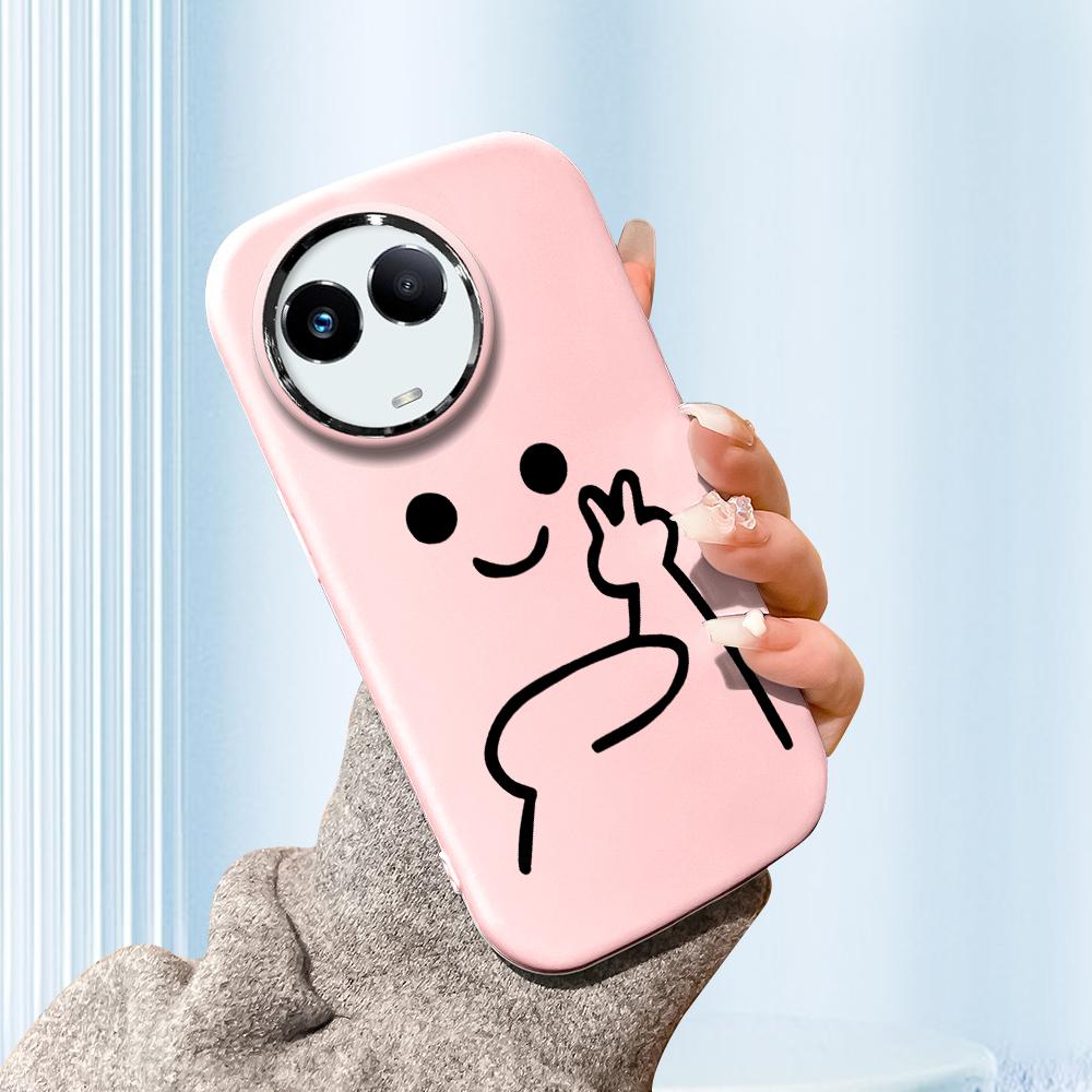 

Сплошной цвет с серебряным краем линзы, жирный корпус, мягкий ТПУ, жидкий силиконовый чехол, противоударный чехол для телефона для OPPO Reno Realme OnePlus Realme 12 5G розовый