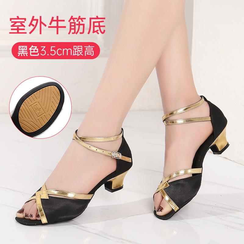 Girls Dance Shoes Sequined Latin Dance Shoes Open Toe Sandals High Heels Crystal Sparkling Standard Dance Shoes