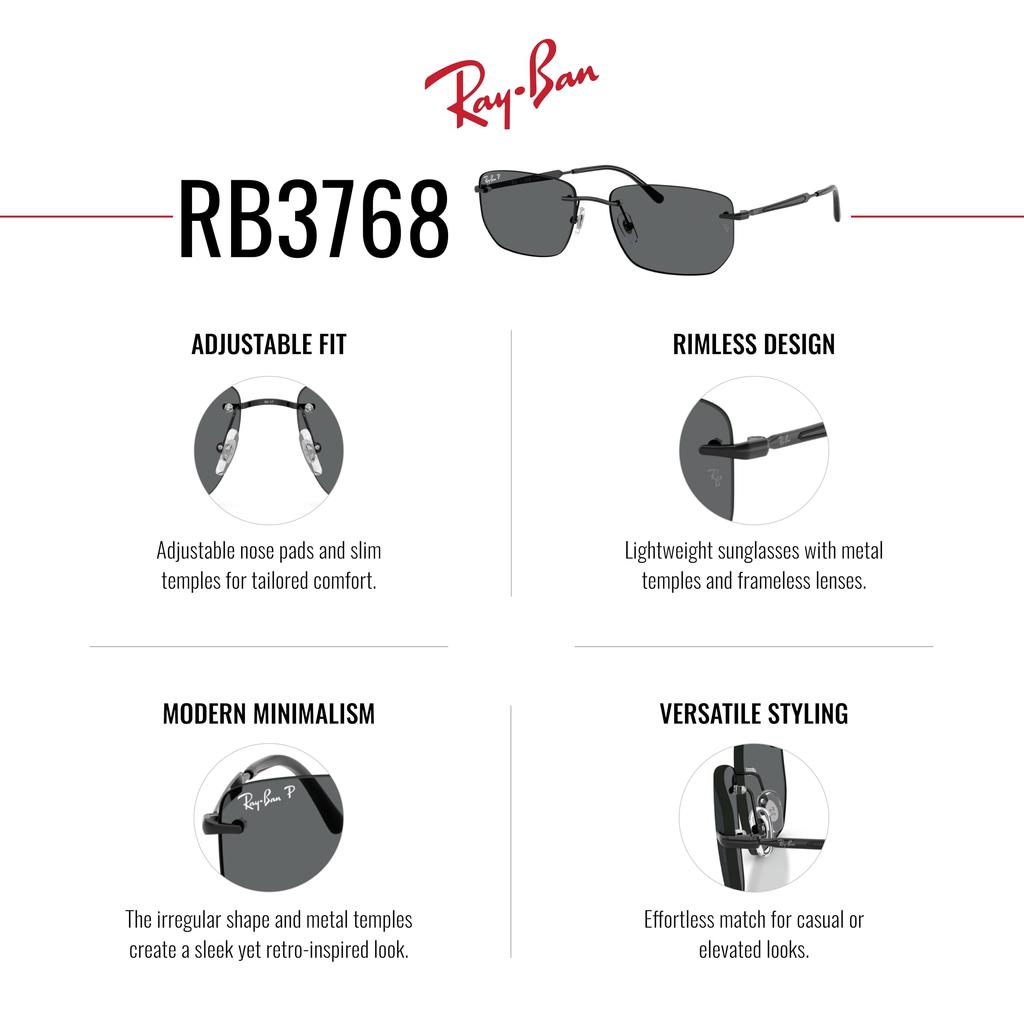 sunglasses 0RB3768 BLACK DARK GREY POLAR 56mm polarized Ray-Ban