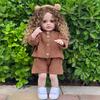 55cm Woolly Curls Cutie Reborn Baby Doll Realistic Vinyl Girl Doll with Curly Hair Knitted Outfit