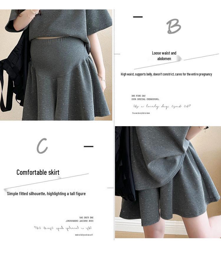 Summer Rhinestone Maternity T-Shirt & Skirt Set