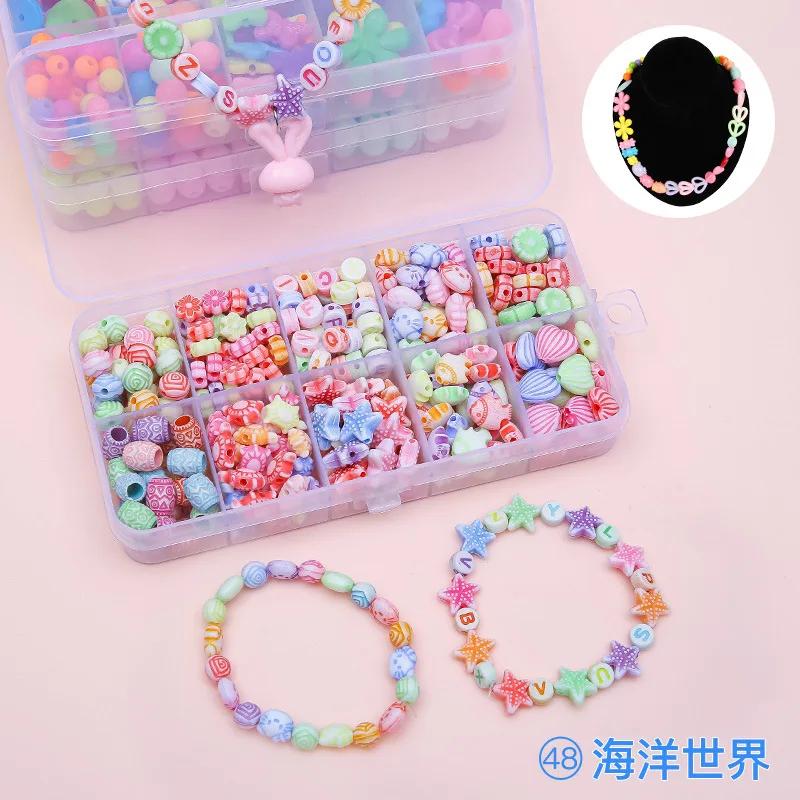 Children's Handmade Beaded Girls Wear Beads Educational Toys Diy Jewelry Bracelet Necklace Jewelry Around Beads Beads Set
