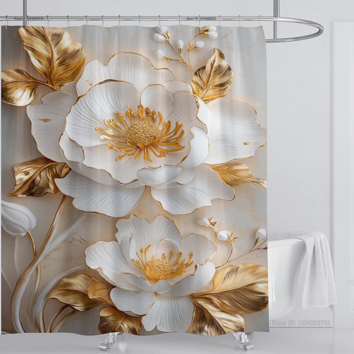 

3D печать Роскошная шторка для душа в китайском стиле с бриллиантовым цветком, полиэстеровая ткань, высококачественная, с крючками, коврик для ванной W150xH180cm