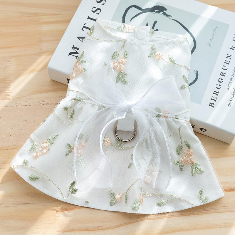 Breathable Lace Strap Floral Puppy Dog Spring Summer Double Princess Skirt Cat Teddy Small Dog Pet Clothes