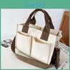 Chic Korean Style Minimalist Handheld Bag In Cream Featuring Multiple Pockets For Women