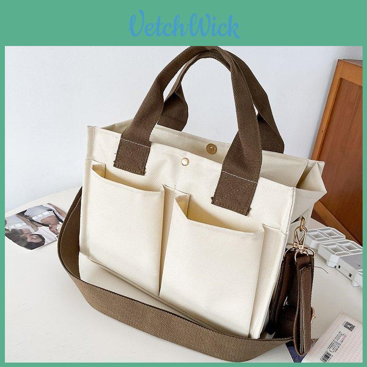 Chic Korean Style Minimalist Handheld Bag In Cream Featuring Multiple Pockets For Women
