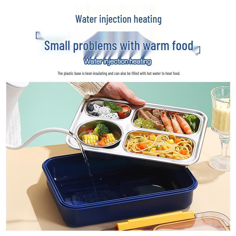 4-Compartment Stainless Steel Lunch Box with Portable Insulated Soup Cup, Microwaveable Bento Box for Office Workers.