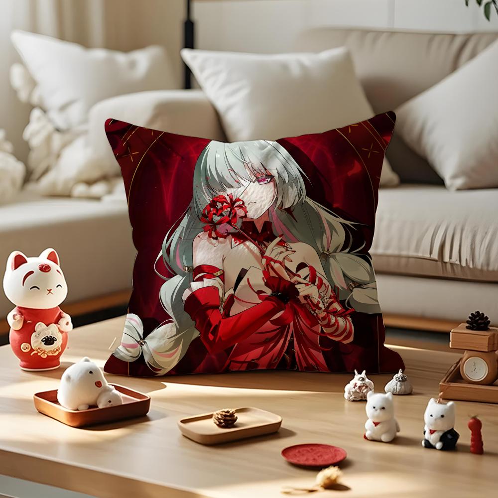 Game Wuthering Waves Cushion Cover Silky Short Plush with Invisible Zipper Dustproof Sofa Pillow Cover for Home Decor