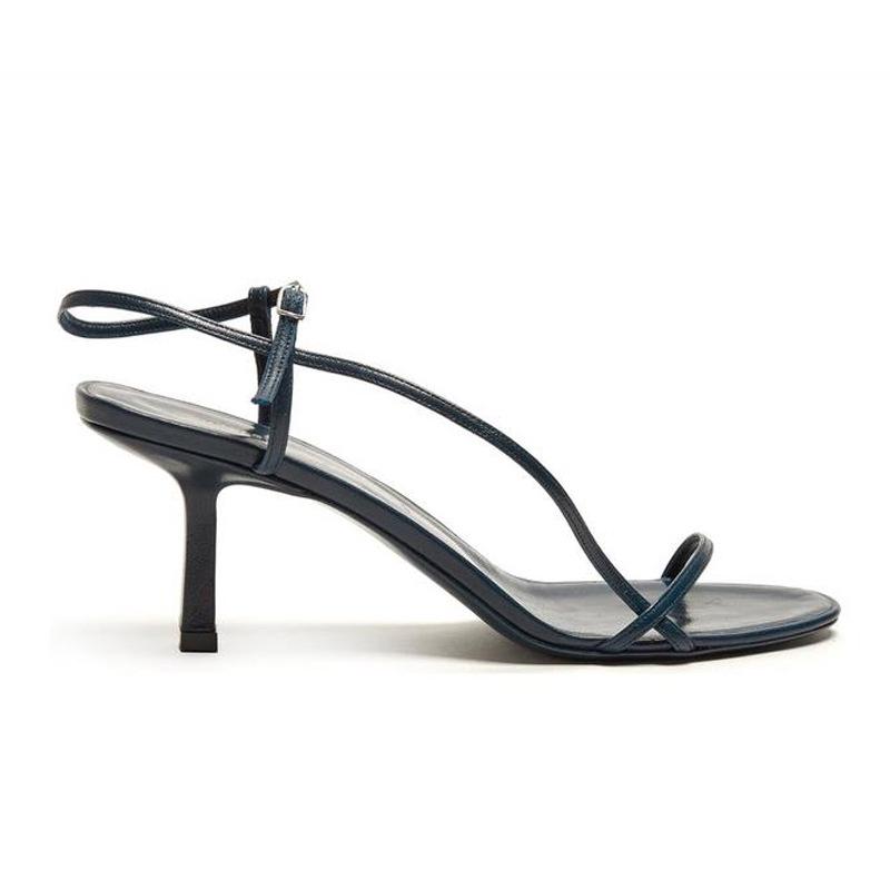 Elegant French Thin-Strap Sandals: Women's Summer 2022 Open-Toe High Heels with One-Word Buckle