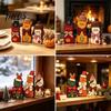 Decorative Wood Cat Set 3Pcs Christmas Wooden Ornaments with Hat and Bow Tie, 2D Interchangeable Holiday Flat Thanksgiving Tabletop Figurines,
