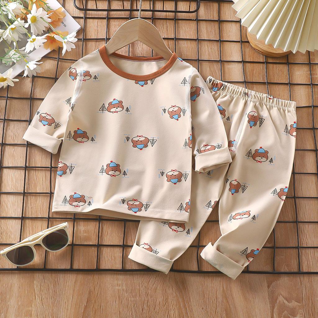 Kinder Baumwolle Langarm Pyjama Set Thermounterwäsche Weiche Bequeme Nachtwäsche Homewear A Klasse Sicherheit Kinder Loungewear