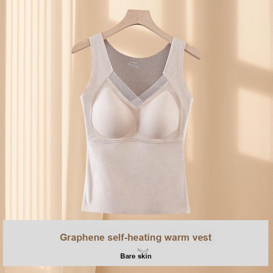 Graphene Bamboo Fiber Thermal Underwear for Women - Seamless Bra, Adjustable Back, Heat-Generating Base Layer, Winter Warming Vest