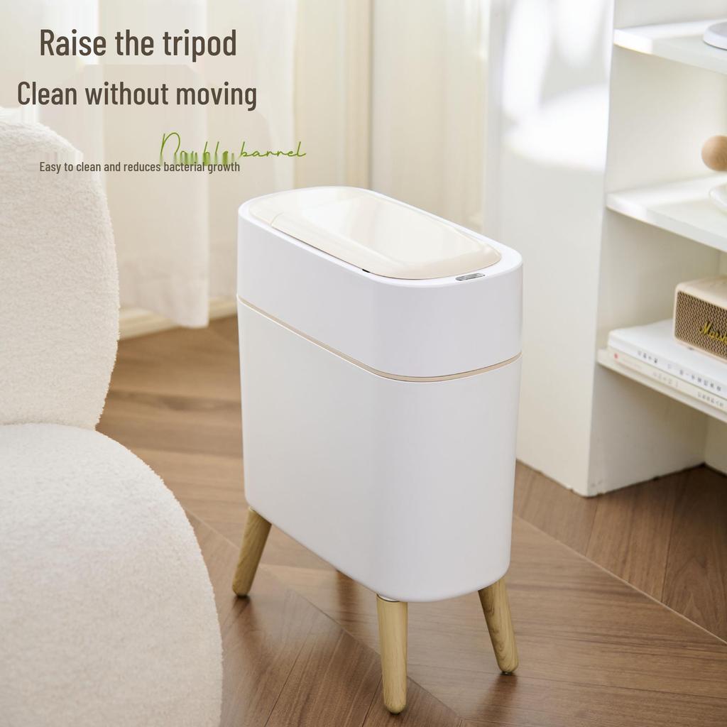 Luxury High-Leg Smart Sensor Trash Can with Self-Suction Bagging, Deodorant Lid, for Living Room & Kitchen