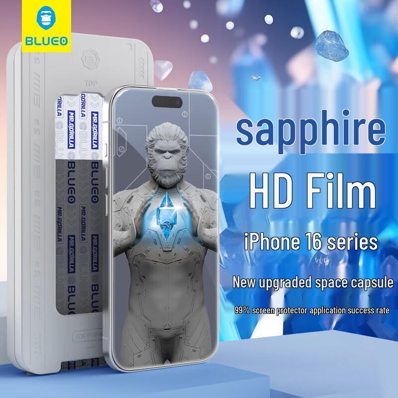 

Mr. Blue Gorilla Sapphire Full Screen & Camera Lens Protector for iPhone 16 Pro Max