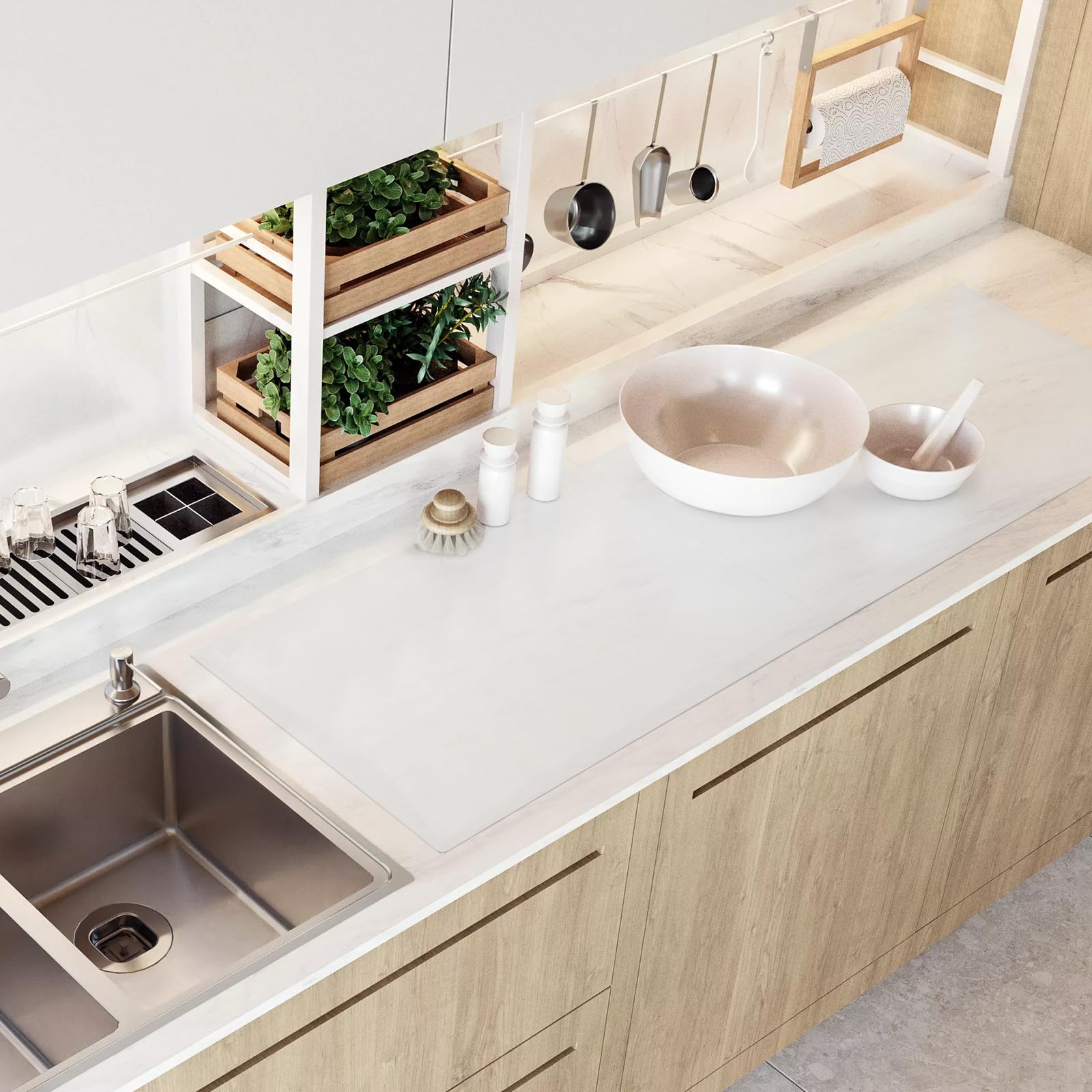 

SUPER KITCHEN Большой силиконовый коврик 125 x 40 см Коврик для защиты кухонной столешницы Режущийся лист для защиты столешницы Кухонный коврик Защита от царапин